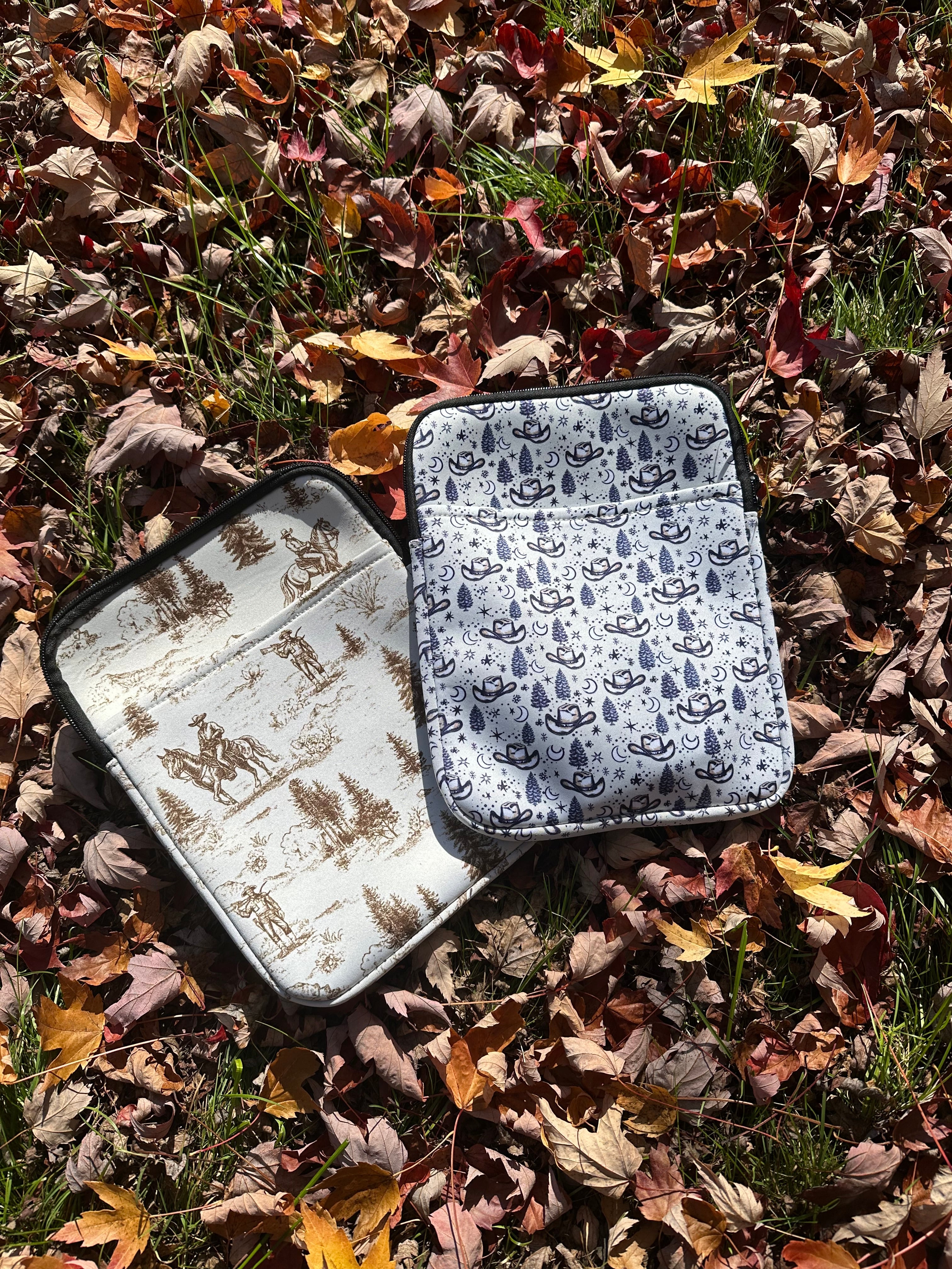 Midnight Cowboy Print Book & Tablet Sleeve – Western Cowgirl Starry Night Design