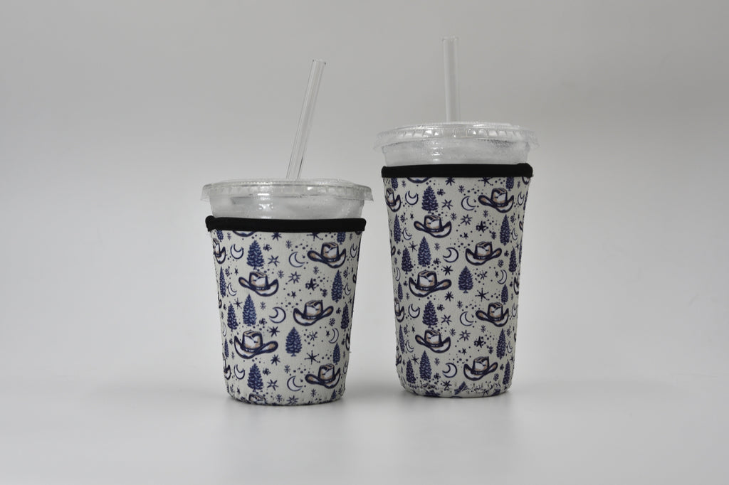 Cowboy Hat & Stars Coffee Sleeve | Reusable Neoprene Iced Coffee Cup Cover (16–24oz)