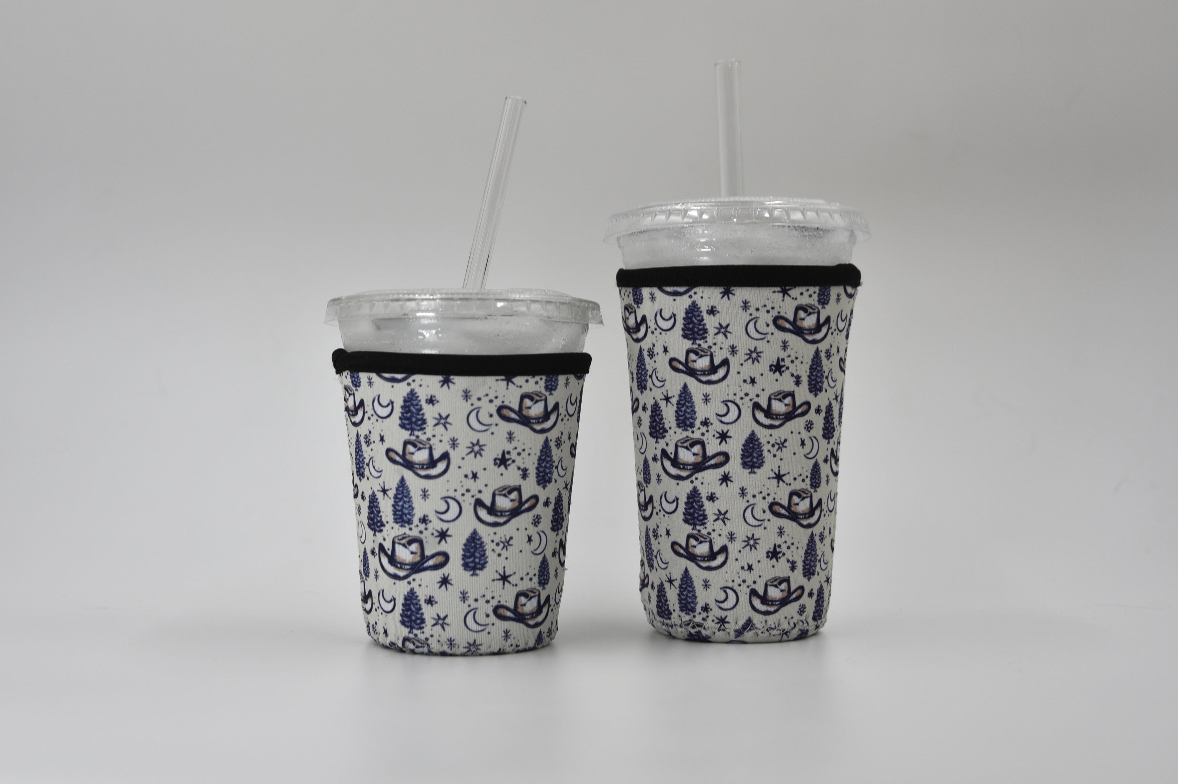 Cowboy Hat & Stars Coffee Sleeve | Reusable Neoprene Iced Coffee Cup Cover (16–24oz)