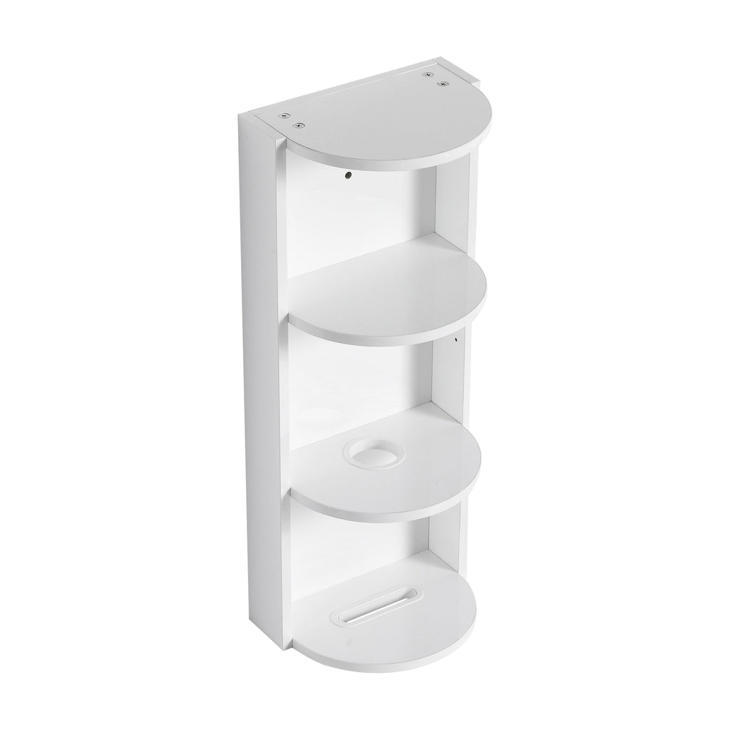 Glossy White 12' Bathroom Wall-Mounted Storage Rack with Float Mounting Design, Durable Plywood