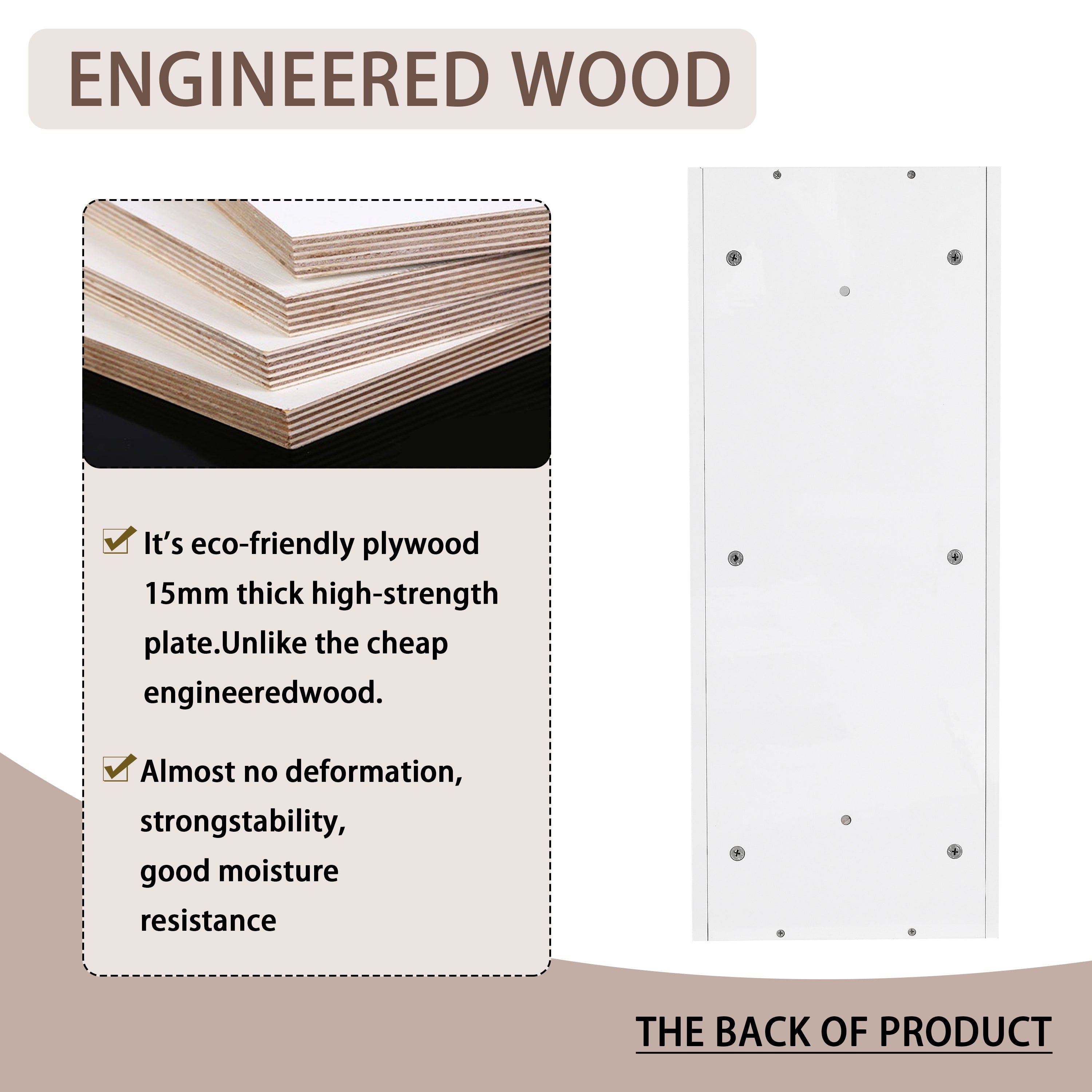 Glossy White 12' Bathroom Wall-Mounted Storage Rack with Float Mounting Design, Durable Plywood