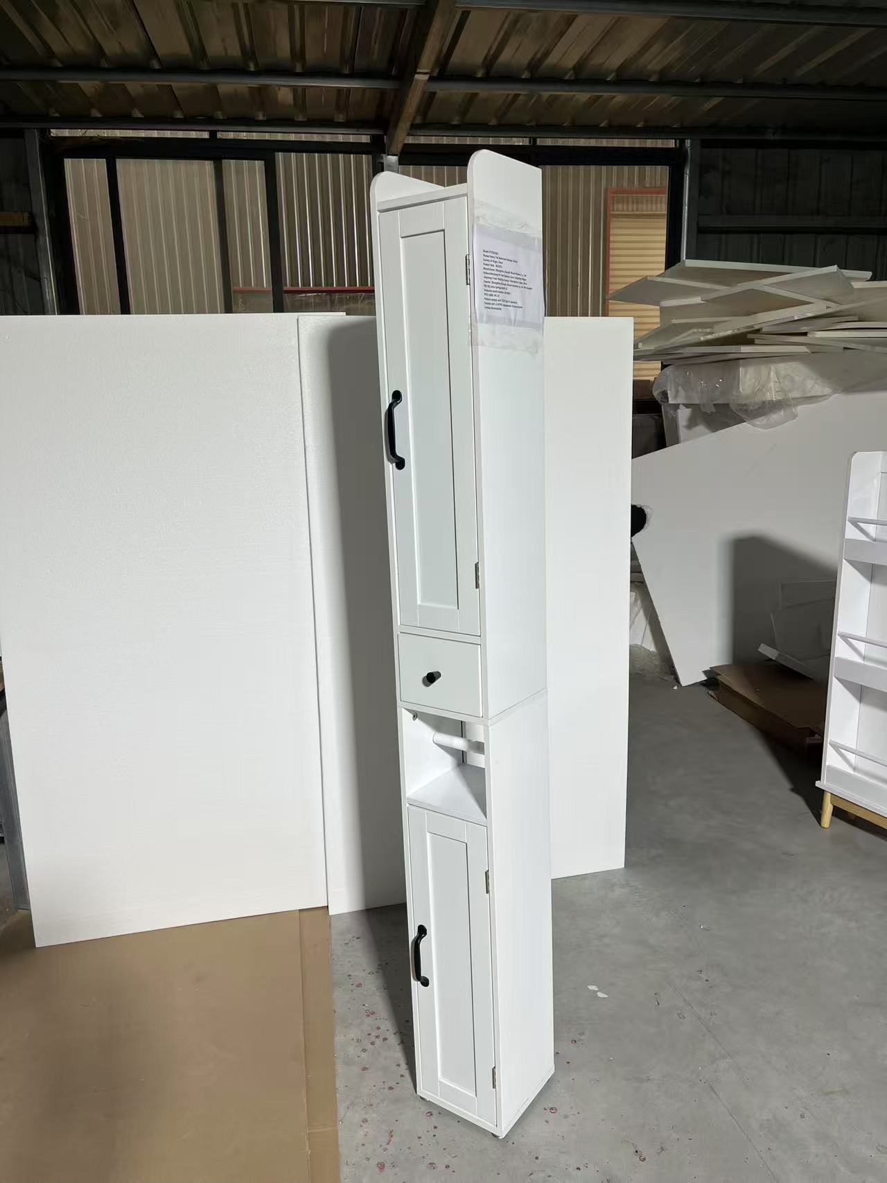 White Slim Tall Bathroom Storage Cabinet with Adjustable Shelves, 2 Doors Freestanding Cabinet for Small Spaces, Kitchen, Living Room, MDF Material, 67.51 inches High