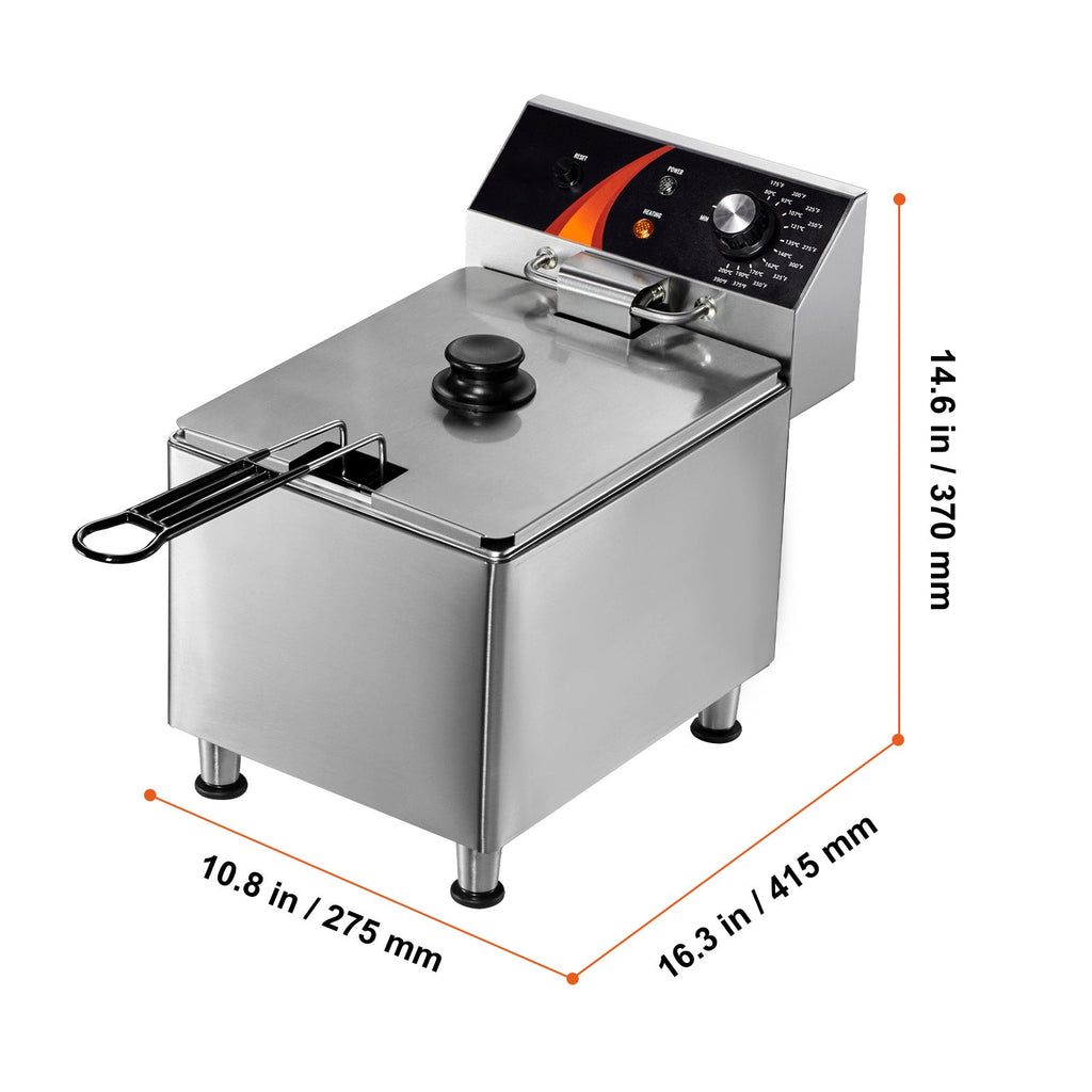 Commercial Electric Deep Fryer – 1750W, 9.5Qt Oil Tank, 12Qt Capacity