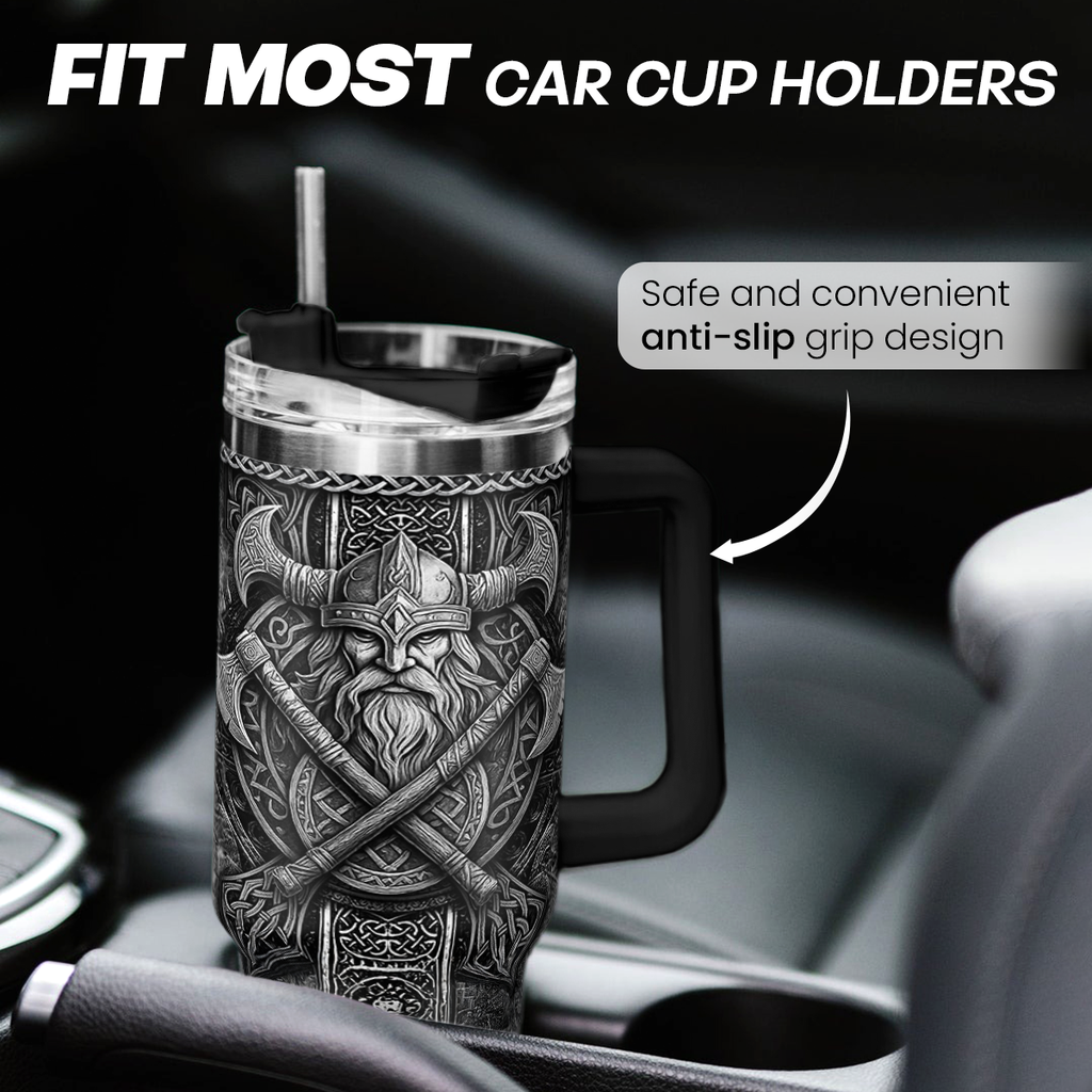 Viking Gifts for Men, 40oz Stainless Steel Insulated Coffee Tumbler With Lid & Straw, Travel Mug Cup Gift for Husband Dad, Christmas Birthday