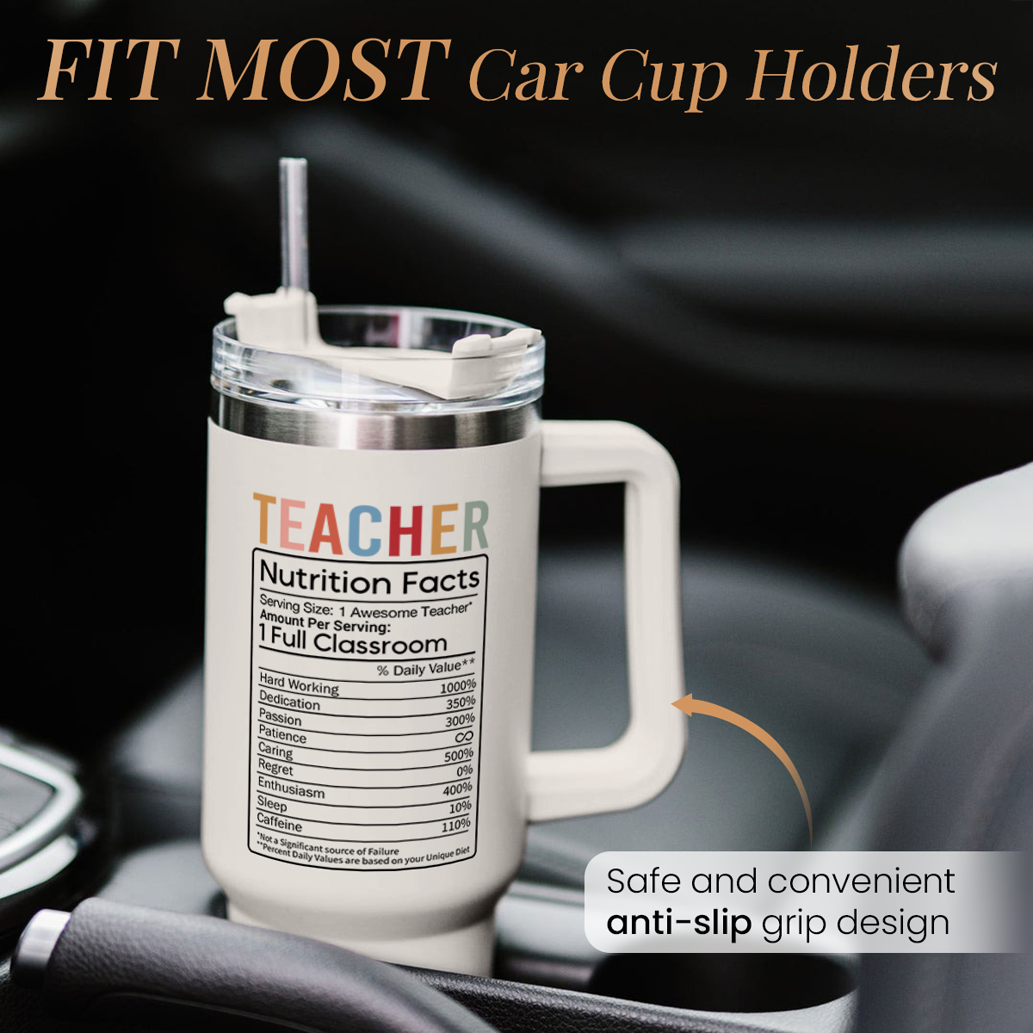 Teacher Appreciation Gifts It Takes a Big Heart to Shape Little Minds Tumbler with Handle 40oz Stainless Steel Coffee Cup - Thank You Gifts from Students for Teacher's Day Graduation Gifts