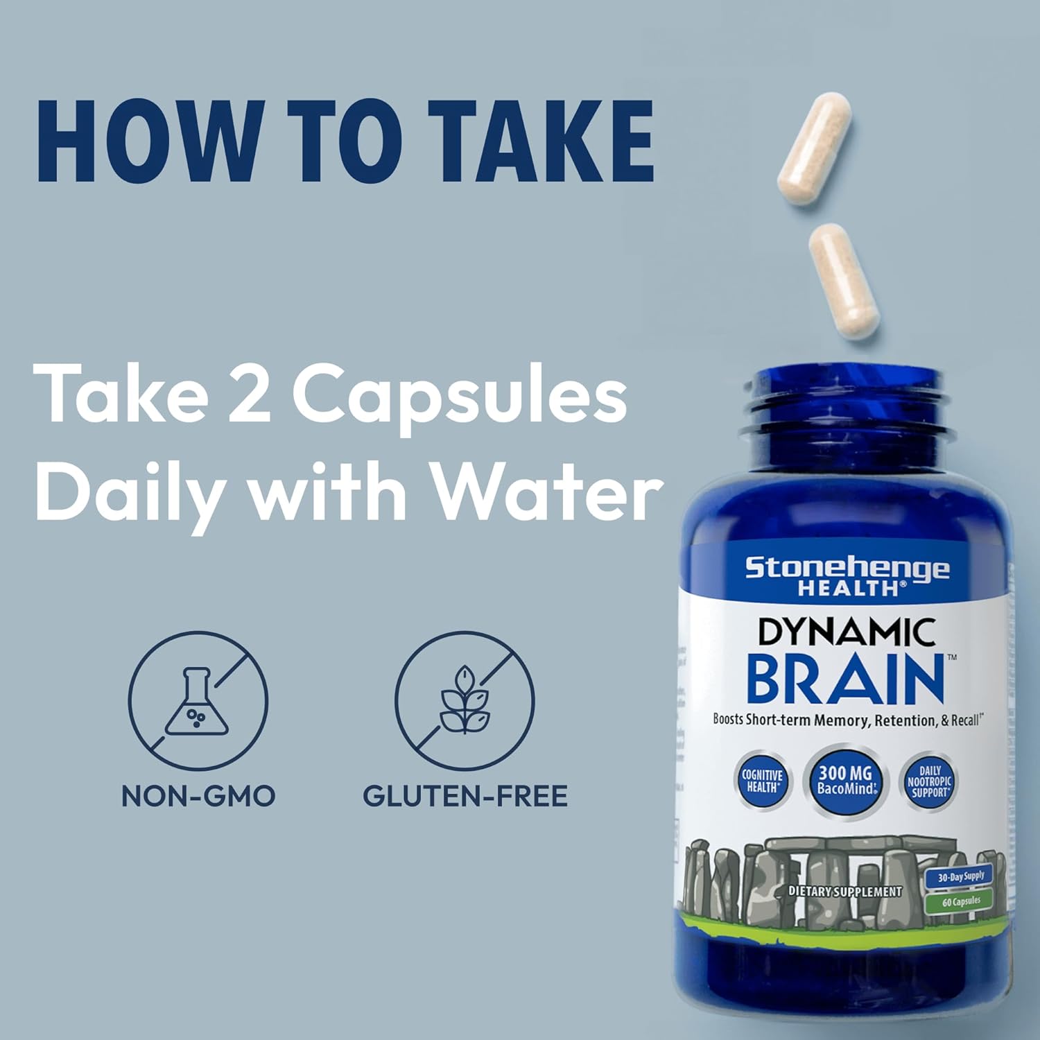 Stonehenge Health Dynamic Brain – Advanced Nootropic Supplement for Memory, Focus &amp; Clarity( Pack of 2)