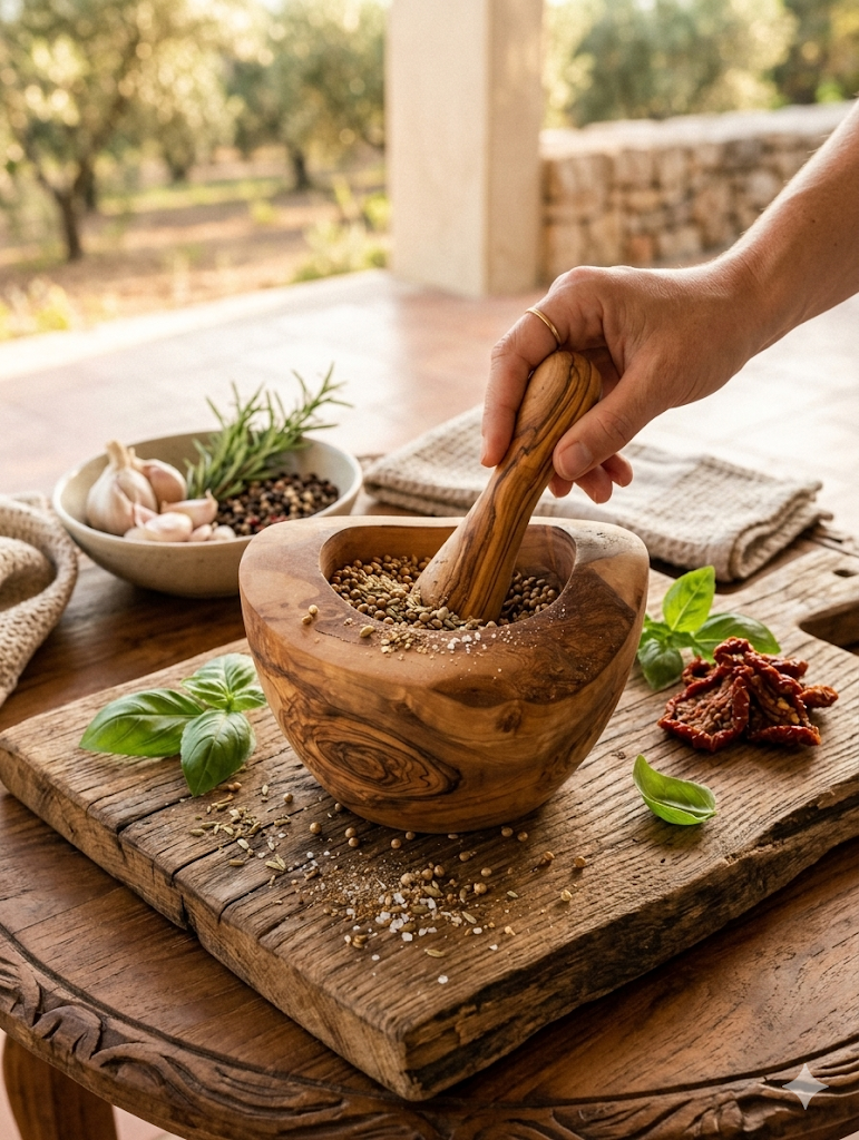 Olive Wood Rustic Mortar and Pestle