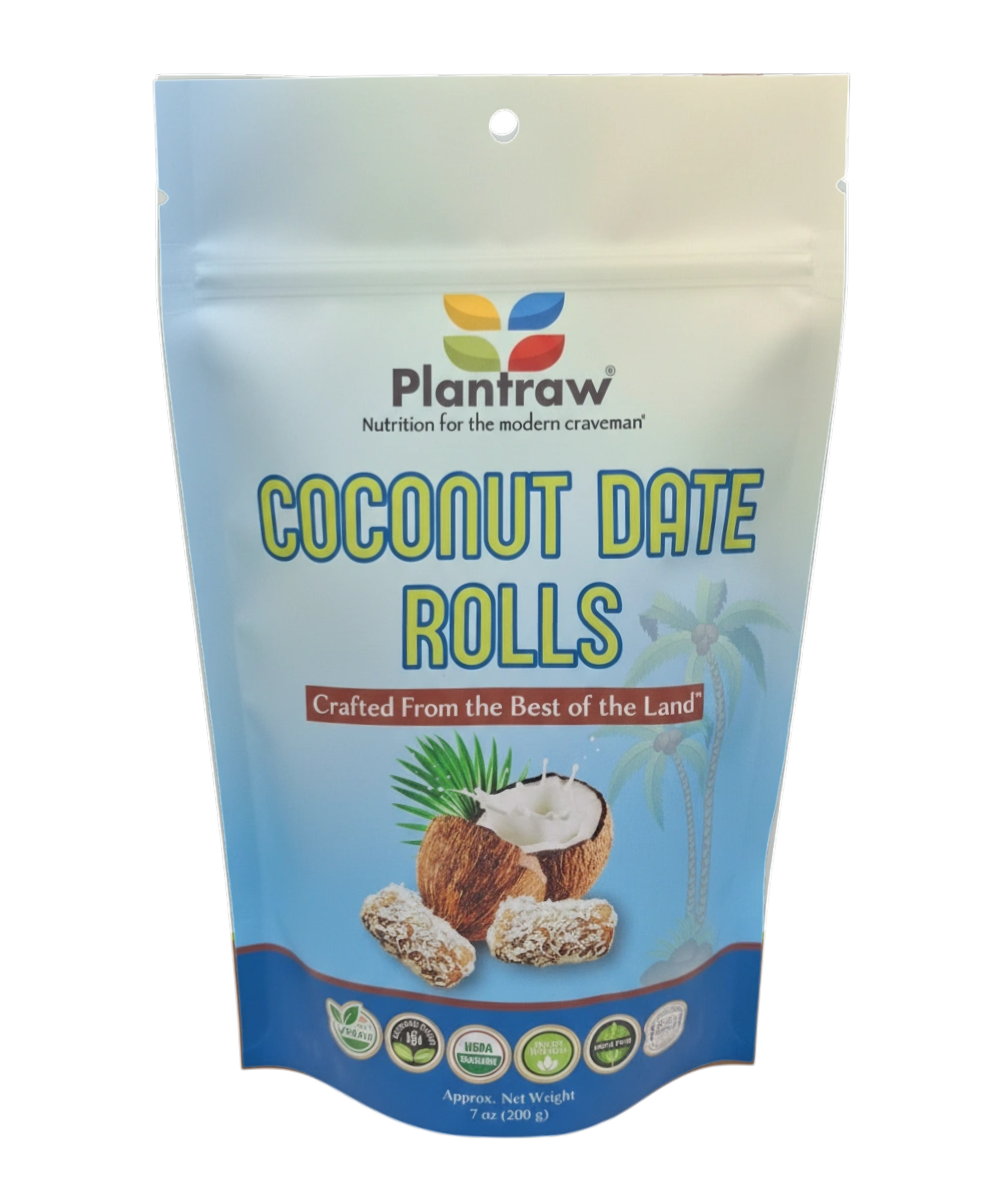 Coconut-Date Rolls - Original (7oz) - 0g refined carbs. Gluten free, Raw, vegan, organic, paleo friendly.