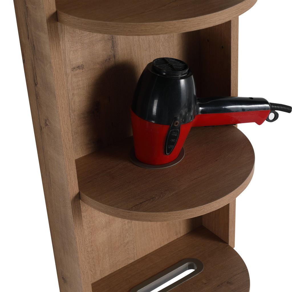 Modern Bathroom Wall-Mounted Storage Rack with Floating Design in Imitative Oak Plywood, 12 Inches