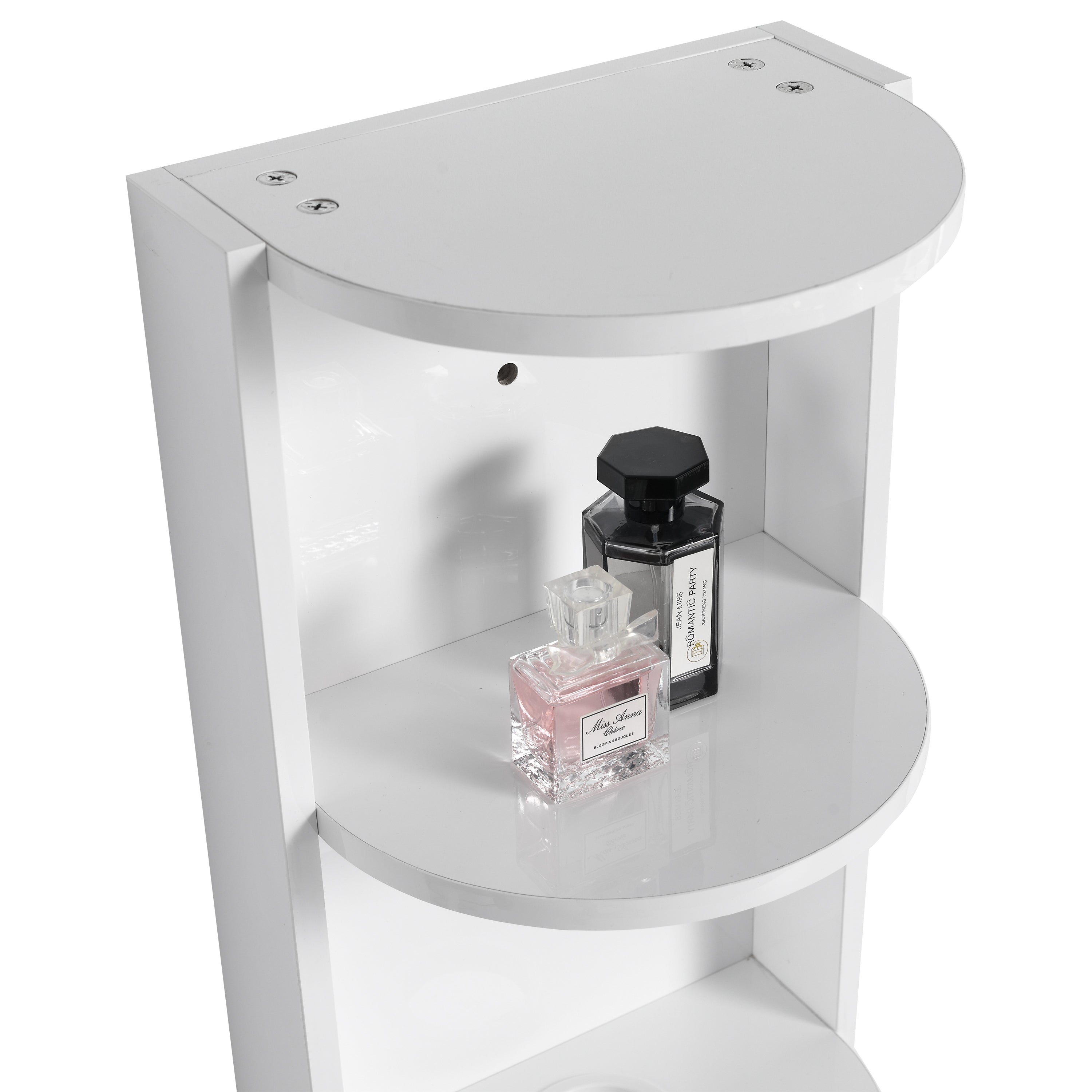 Glossy White 12' Bathroom Wall-Mounted Storage Rack with Float Mounting Design, Durable Plywood