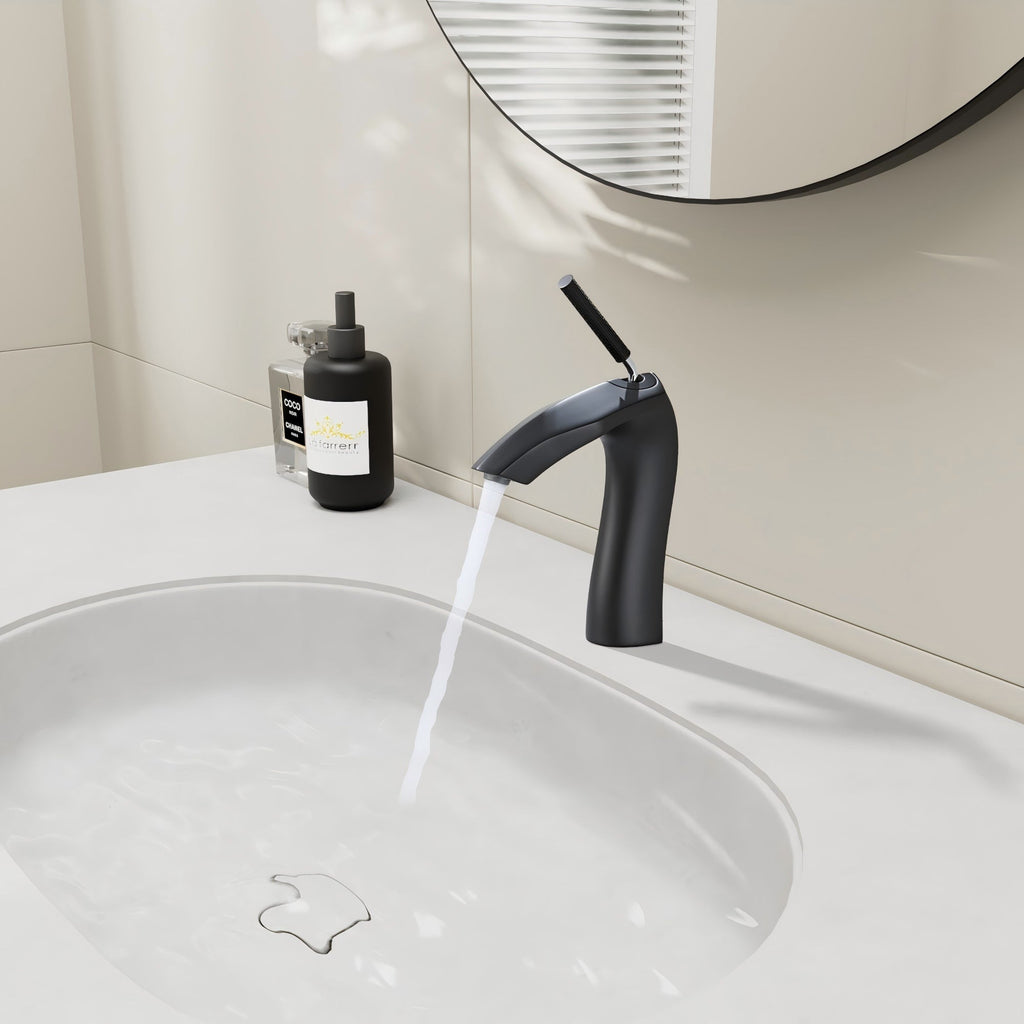 Matte Black Single Handle Basin Faucet | Brass, 7.99 in.