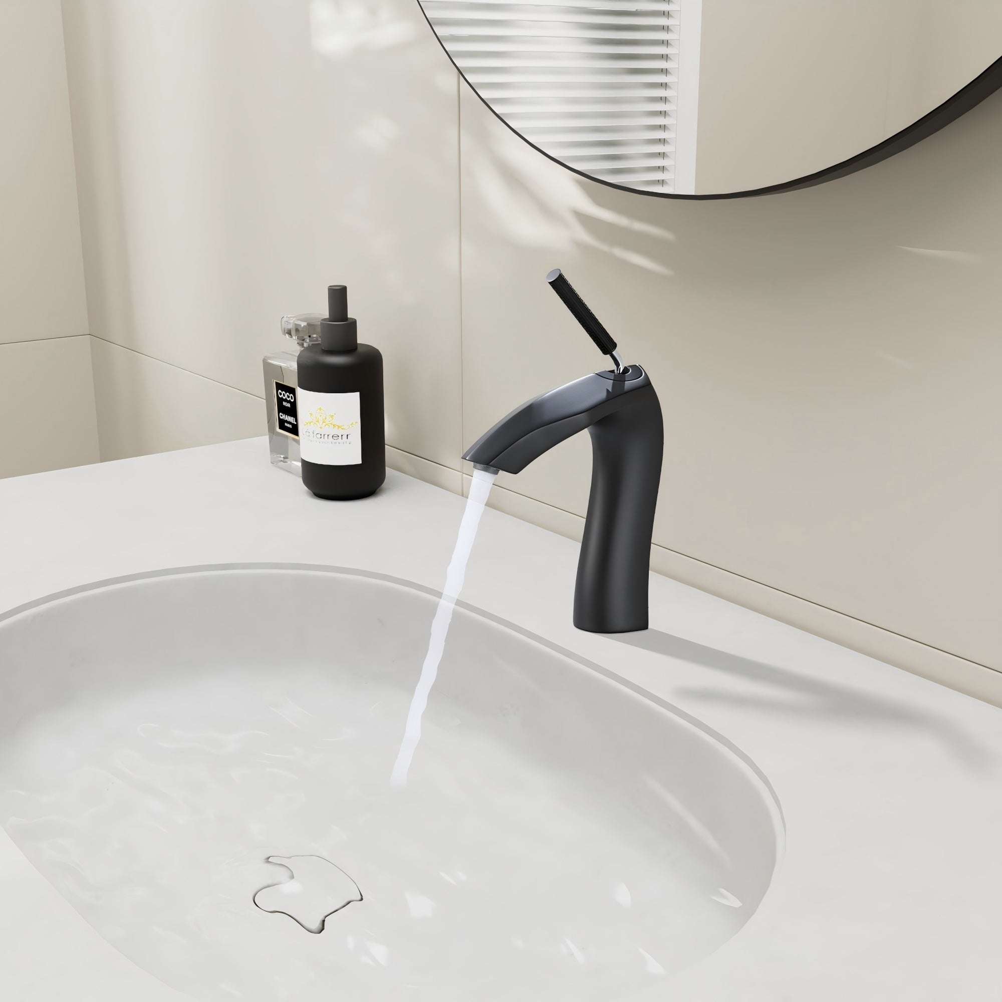 Matte Black Single Handle Basin Faucet | Brass, 7.99 in.