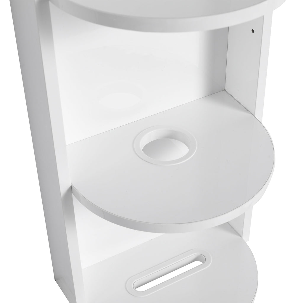 Glossy White 12' Bathroom Wall-Mounted Storage Rack with Float Mounting Design, Durable Plywood