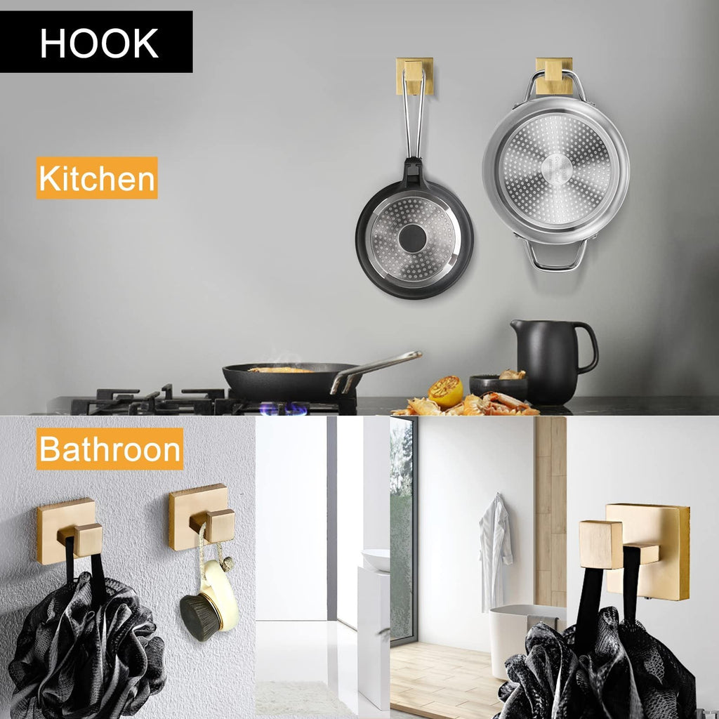 5-Piece Bathroom Hardware Accessories Set | Towel Bar, Wall Mounted, Brushed Gold
