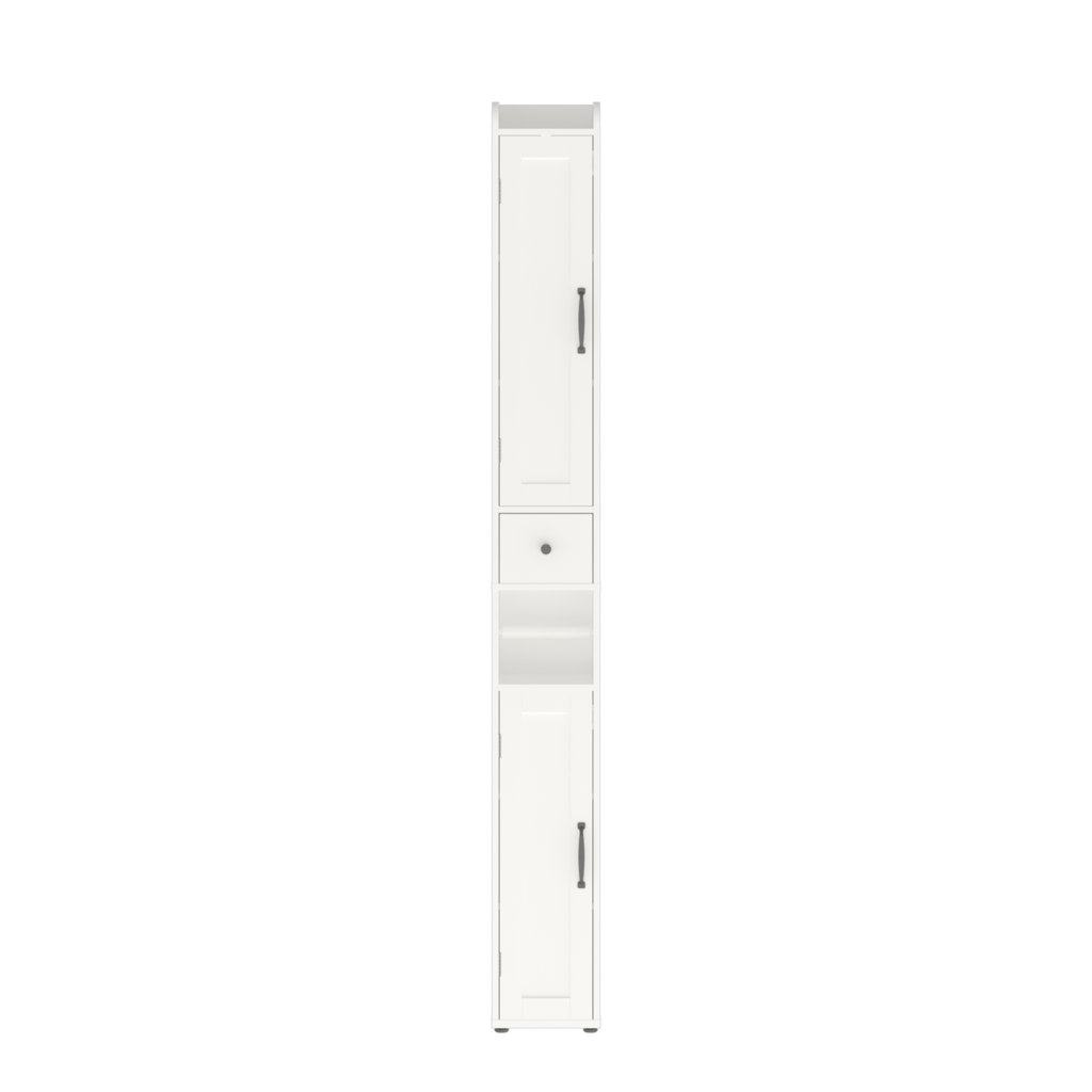 White Slim Tall Bathroom Storage Cabinet with Adjustable Shelves, 2 Doors Freestanding Cabinet for Small Spaces, Kitchen, Living Room, MDF Material, 67.51 inches High