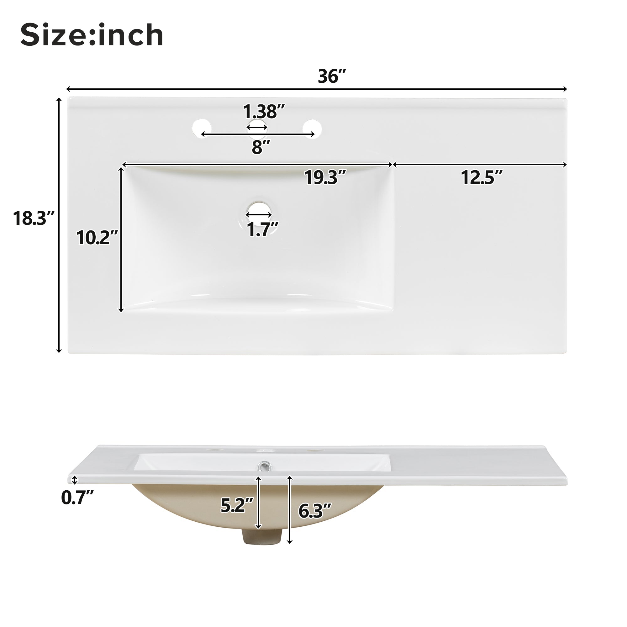 36" Acacia Wood Bathroom Vanity with Sink – Solid Wood Frame, 2 Soft-Close Doors, 4 Soft-Close Drawers & Ceramic Basin