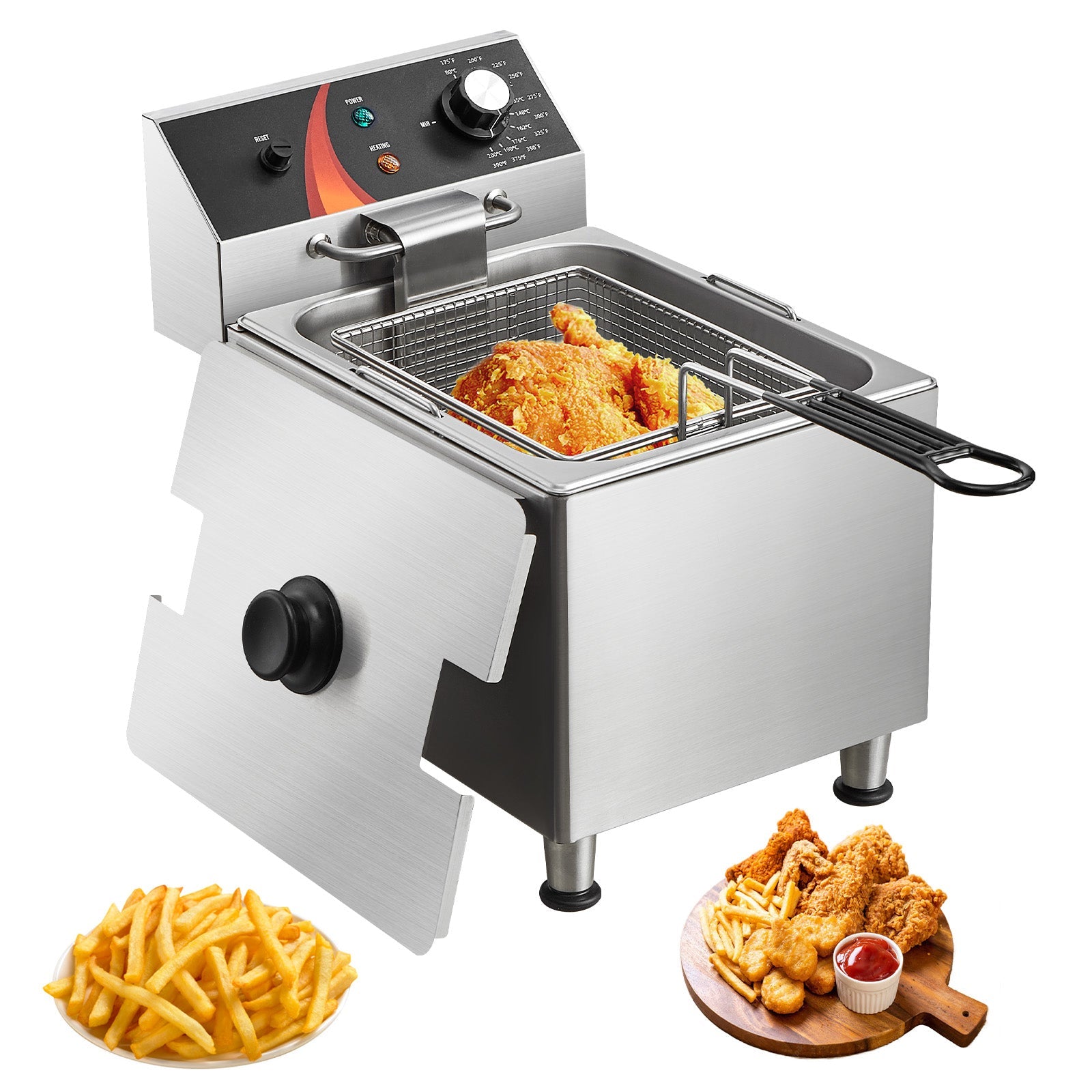 Commercial Electric Deep Fryer – 1750W, 9.5Qt Oil Tank, 12Qt Capacity
